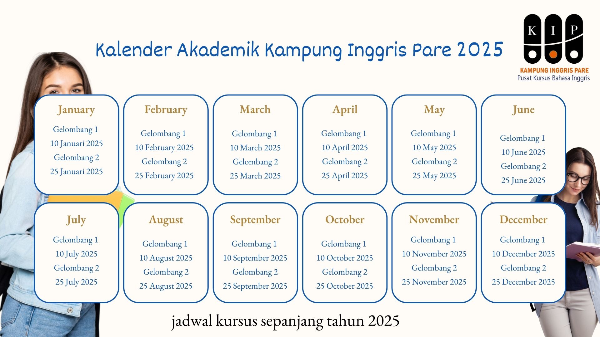 Kalender akademik Pendaftaran Kampung Inggris Pare 2025