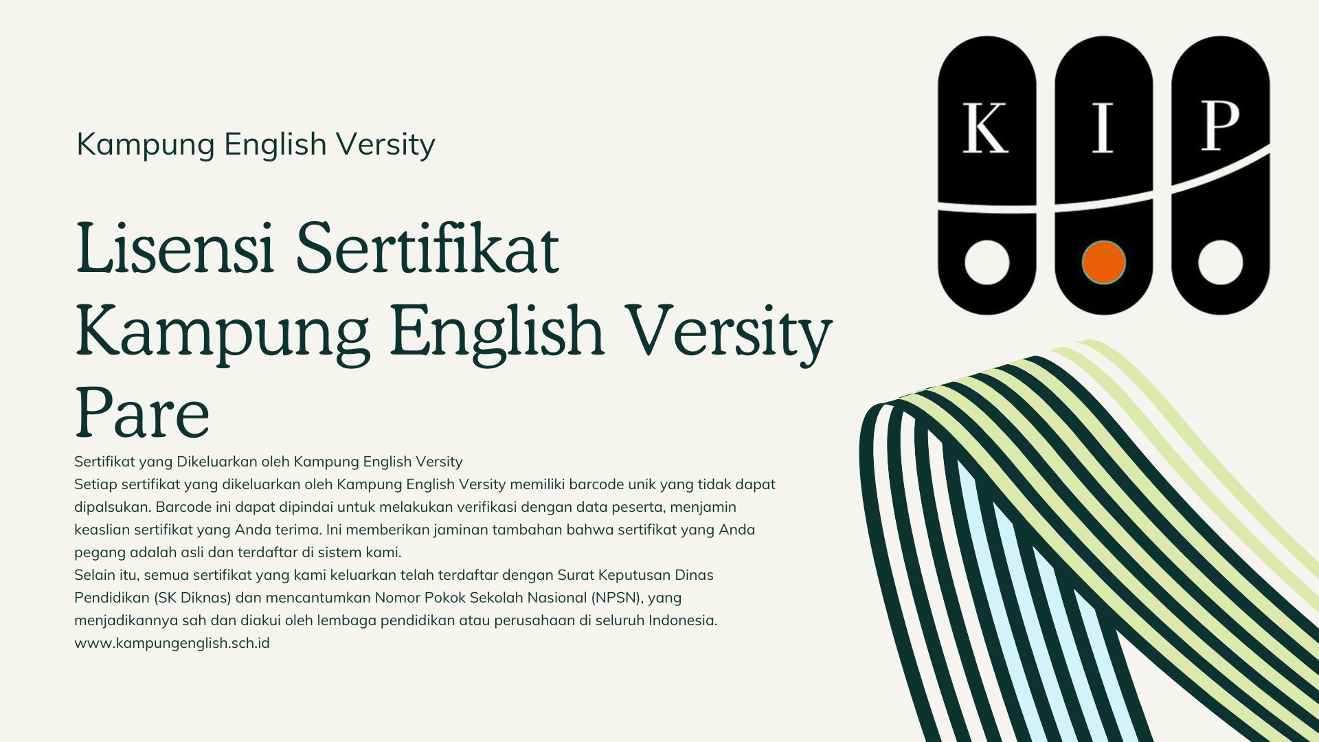 Lisensi Sertifikat Kampung English Versity Pare